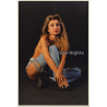 Artistic Erotic Study: Suntanned Semi Nude In Ripped Jeans (Vintage XL Photo France 30 x 20 CM 1980s)
