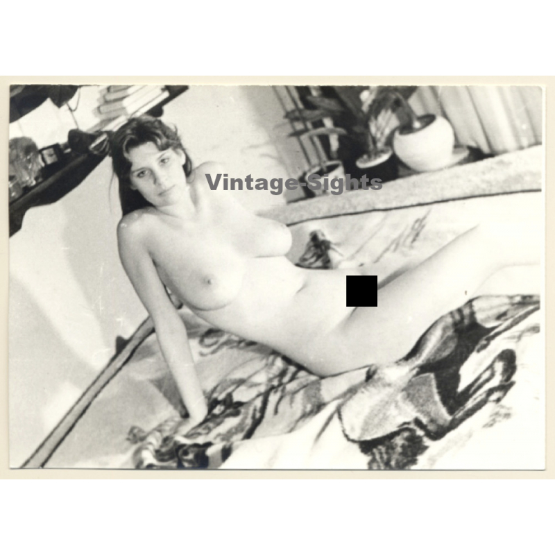 Erotic Study: Beautiful Brunette Nude Lingers On Bed*1 (Vintage Photo GDR ~1980s)