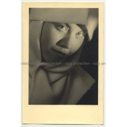 Portrait Of Blue Eyed Woman W. Nuns Hood (Vintage Photo B/W 1951)