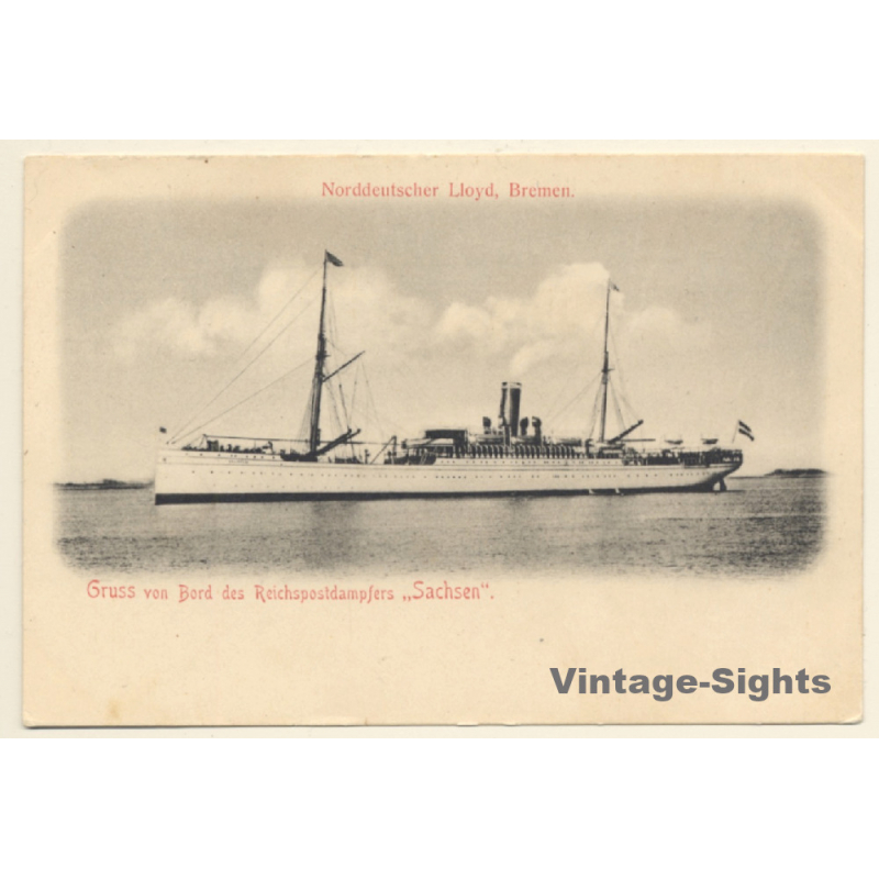 Norddeutscher Lloyd Reichspostdampfer Sachsen (Vintage PC 1900s)