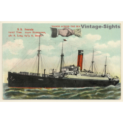 Cunard Line: S.S. Ivernia / Hands Across The Sea (Vintage PC 1910s)