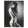 Artistic Erotic Study: Longhaired Brunette Nude Standing Sideways (Vintage XL Photo France 30 x 24 CM 1980s)