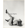 Artistic Erotic Study: Slim Blonde Nude With Legs Up In The Air (Vintage XL Photo France 30 x 23 CM 1980s)