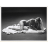 Artistic Erotic Study: Blonde Nude Female On White Cloth (Vintage XL Photo France 23 x 30 CM 1980s)
