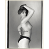 Artistic Erotic Study: Pensive Blonde Semi Nude Standing Sideways (Vintage XL Photo France 30 x 24 CM 1980s)