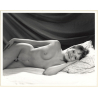 Artistic Erotic Study: Happy Blonde Nude Smiling On Bed (Vintage XL Photo France 24 x 30 CM 1980s)