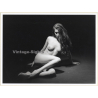Artistic Erotic Study: Beautiful Longhaired Nude Female On Floor (Vintage XL Photo France 24 x 30 CM 1980s)
