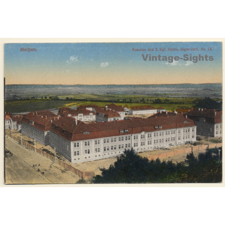 Meißen / Germany: Kaserne des 2. Kgl.Sächs. Jäger-Batl. No 13 (Vintage PC ~1920s)