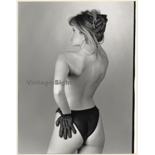 Artistic Erotic Study: Rear View Of Topless Female In Black Panties (Vintage XL Photo France 30 x 24 CM 1980s)