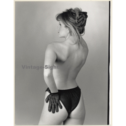 Artistic Erotic Study: Rear View Of Topless Female In Black Panties (Vintage XL Photo France 30 x 24 CM 1980s)