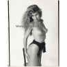 Artistic Erotic Study: Topless Longhaired Blonde In Black Panties (Vintage XL Photo France 30 x 24 CM 1980s)