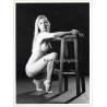 Artistic Erotic Study: Slim Racy Blonde Nude In The Squats (Vintage XL Photo France 30 x 23 CM 1980s)