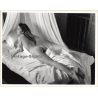 Artistic Erotic Study: Slim Brunette Nude Lolls On Bed / Legs (Vintage XL Photo France 24 x 30 CM 1980s)