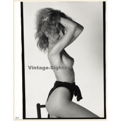 Artistic Erotic Study: Topless Longhaired Blonde Holds Up Her Hair (Vintage XL Photo France 30 x 24 CM 1980s)