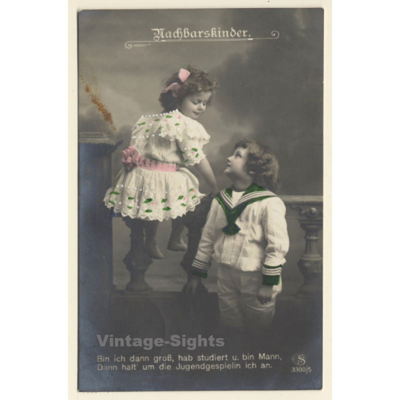 2 Little Baby Girls / Neighborhood Children - Kitsch (Vintage RPPC 1912)