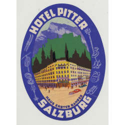 Hotel Pitter - Salzburg / Austria (Vintage Luggage Label)