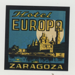 Hotel Europa - Zaragoza / Spain (Vintage Luggage Label)