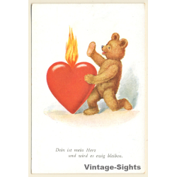 Teddy Bear & Flaming Heart / Dein Ist Mein Herz (Vintage PC)