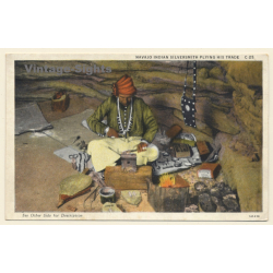 Navajo Indian Silversmith Plying His Trade / Ethnic (Vintage PC ~1910s/1920s)