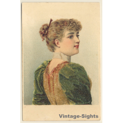 Elegant Blonde Female In Fancy Dress*2 (Vintage Glitter PC 1900)