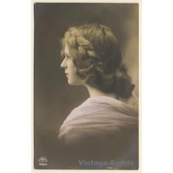 Pretty Blonde Woman With Braided Hair (Vintage RPPC 1910s/1920s)