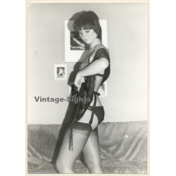 Erotic Study: Slim Natural Semi Nude In Black Lingerie *2 (Vintage Photo 18 x 13 CM GDR ~1970s)
