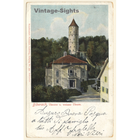Biberach a. Riss / Germany: Theater U. Weisser Turm (Vintage PC 1905)