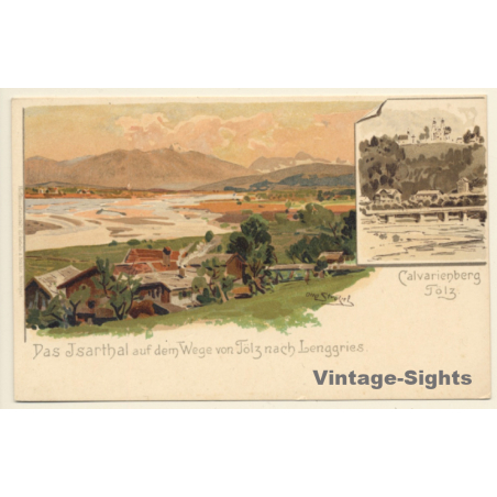 Otto Strützel: Isarthal - Lenggries - Calvarienberg - Tölz (Vintage PC 1900s)