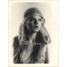 Erotic Study by Pjotr Van Moock: Upper Body Of Pretty Blonde Nude With Headscarf (Vintage XL Photo 40 x 30 CM 1980s)