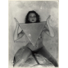 Erotic Study by Pjotr Van Moock: Slim Nude On Neon Lamp Holds Triangle (Vintage XL Photo 40 x 30 CM 1980s)