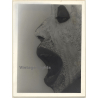 Experimental Portrait by Piotr: Woman With White Paint On Face Shouting (Vintage XL Photo 40 x 30 CM 1980s)