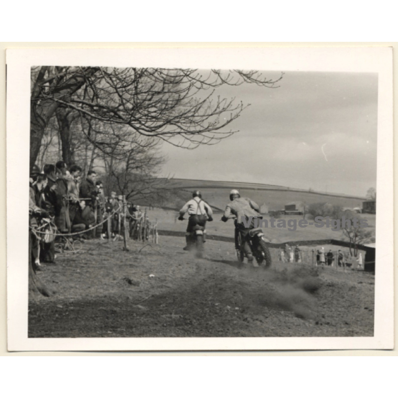 British Motocross Race Rear View  / Scramble *14 (Vintage Photo UK ~1950s)