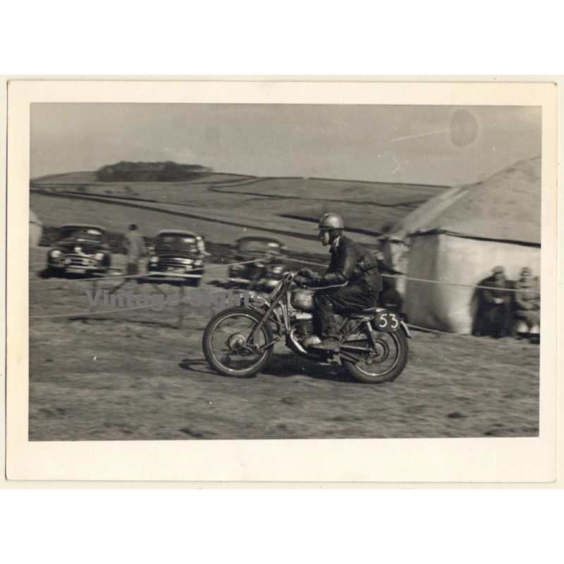 British Motocross Race N°53 / Scramble *21 (Vintage Photo UK ~1950s)