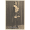 1920s Erotica: Semi Nude In Fetish Outfit / Risqué - Boudoir (PC Weltpostverein RE ~1960s)