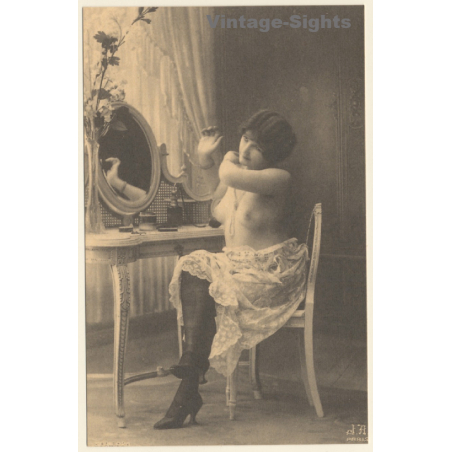 1920s Erotica: Nude Belle Epoque Beauty*3 / Risqué - Boudoir (PC Weltpostverein RE ~1960s)