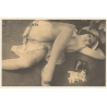 1920s Erotica: Lascivious Flapper*2 / Legs - Risqué - Boudoir (PC Weltpostverein RE ~1960s)