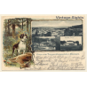 Münsingen: Truppenübungsplatz / Jagdhund - Reh (Vintage PC Litho 1903)