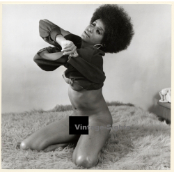Erotic Study: Natural Dark-Skinned Semi Nude With Afro *1 (Vintage Photo KORENJAK 1970s/1980s)