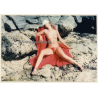 Erotic Study: Slim Topless Female Tans Herself On Rocks (Vintage Photo ~1990s)