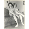 Erotic Study: 2 Slim Nude Curlyheads On Couch*2 / Hairy Armpits (Vintage Photo GDR ~1980s)