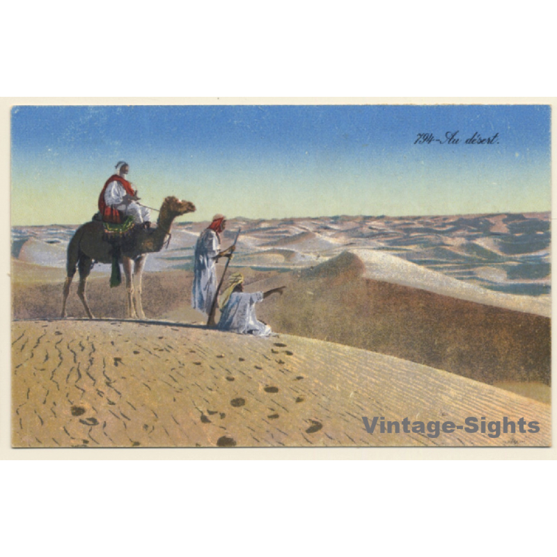 Lehnert & Landrock N°794: Au Désert / Camels (Vintage PC 1920)