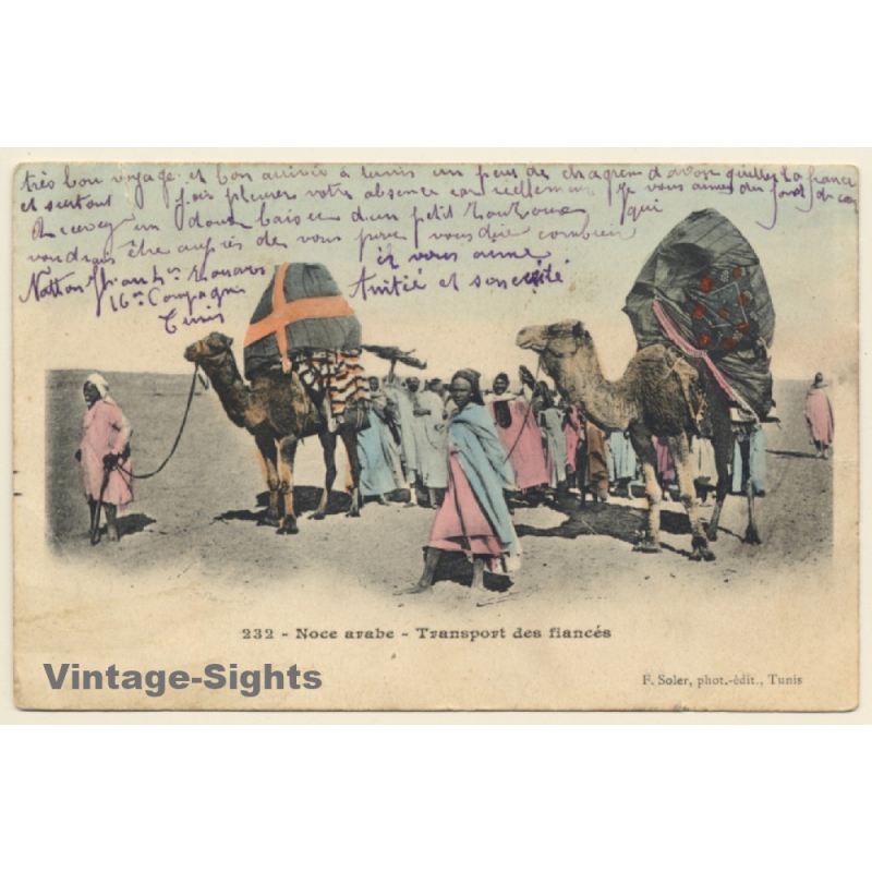 Tunisia: Noce Arabe - Transport de Fiancés / Camels - Desert (Vintage PC 1905)