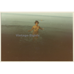Erotic Study: Shorthaired Brunette Nude In Baltic Sea (Vintage Photo ~1990s)
