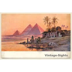 F.Perlberg: Egypt - Pyramids of Gizeh - Camels (Vintage PC 1900s)