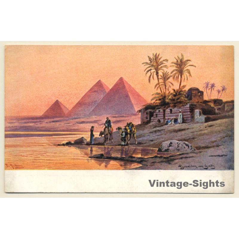 F.Perlberg: Egypt - Pyramids of Gizeh - Camels (Vintage PC 1900s) F.Perlberg: Egypt - Pyramids of Gizeh - Camels (Vintage PC 1900s)