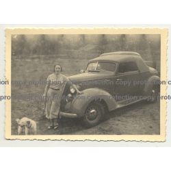 Woman & Dog In Front Of 1936 Hudson Terraplane Cabrio - Congo? (Vintage Photo B/W)