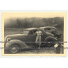 Lady In Knickerbockers & Her 1936 Hudson Terraplane Cabrio - Congo? (Vintage Photo B/W)
