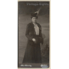 Hermann Lindenberg / Dresden: Elegant Lady in Victorian Outfit / Fur Muff (Vintage Cabinet Card ~1900s/1910s)