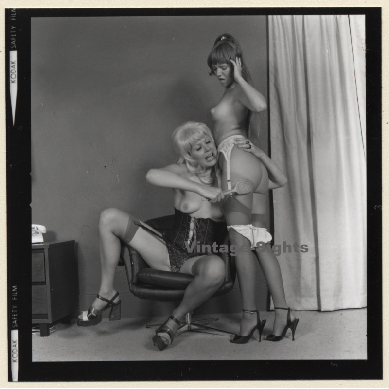 Erotic Study: Semi Nude Maid & Mistress In Spanking Session*19 / BDSM (Vintage Contact Sheet Photo 1970s/1980s)