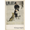 Brynolf Wennerberg: Lady & Girl Donate to Red Cross Shepherd Dog (Vintage PC ~1920s)